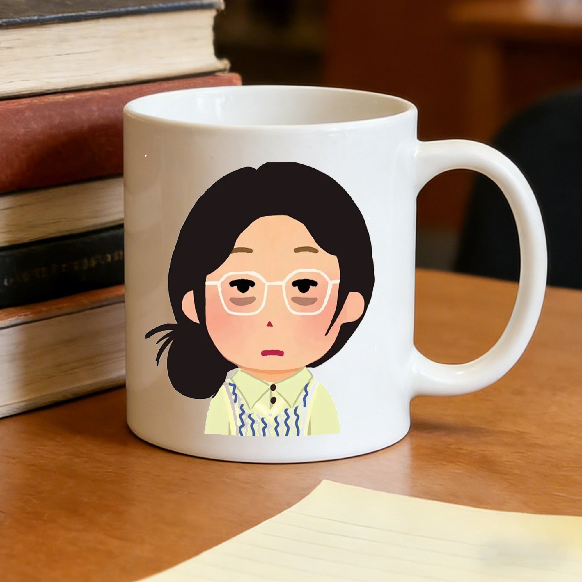 Tailorly White Ceramic 11 oz Mug - cartoon lady