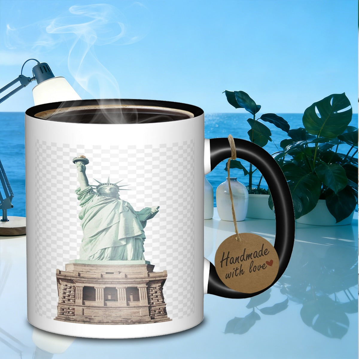 Tailorly Black Accent 11 oz Mug - statue of liberty