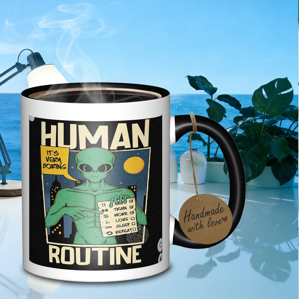 Tailorly Black Accent 11 oz Mug - boring routinesimple porcelain mug ideal for _388d87f2713848d0ba0376f03c82d6b1
