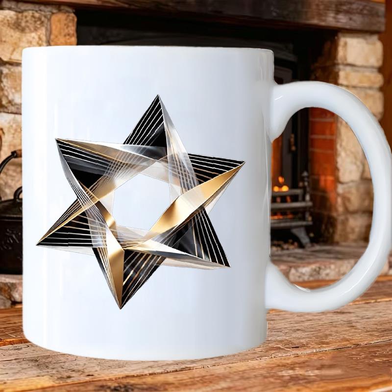 Tailorly White Ceramic 11 oz Mug - geometric letter animal alphabet
