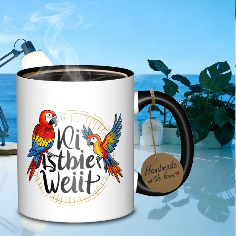 Tailorly Black Accent 11 oz Mug - parrot themed