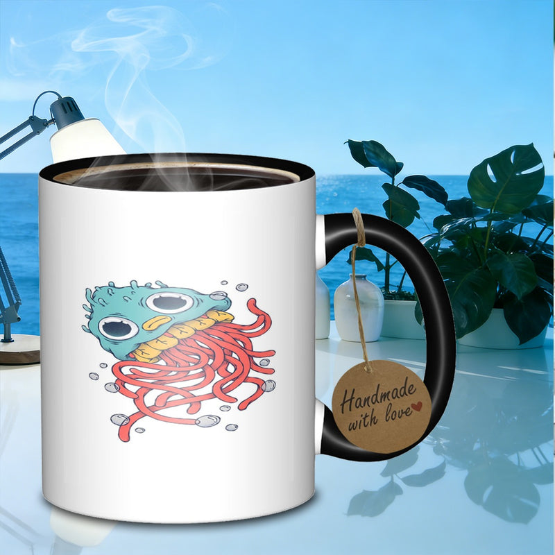 Tailorly Black Accent 11 oz Mug - cartoon jellyfish