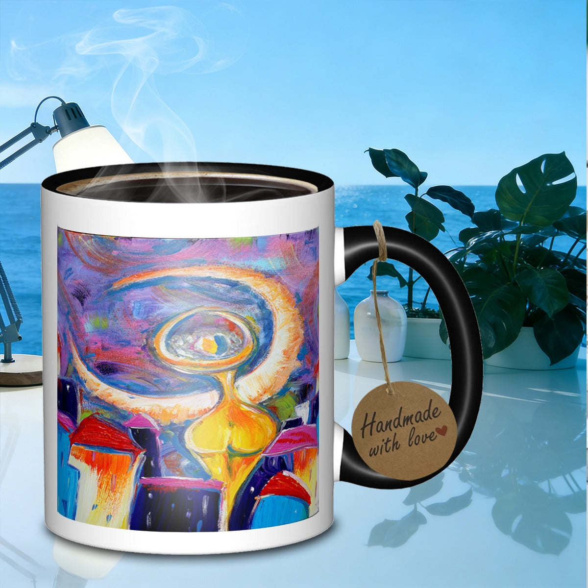 Tailorly Black Accent 11 oz Mug - townmodern enamel mug ideal for enthusiasts_3d47dbda723a45e89c549c5f2272d64e
