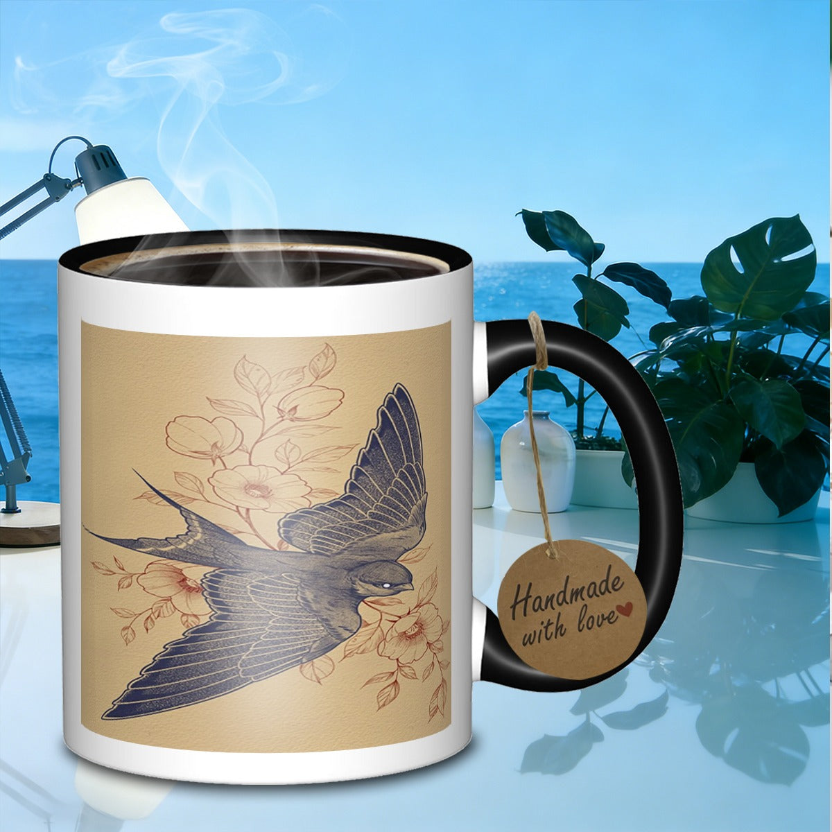 Tailorly Black Accent 11 oz Mug - flying bird