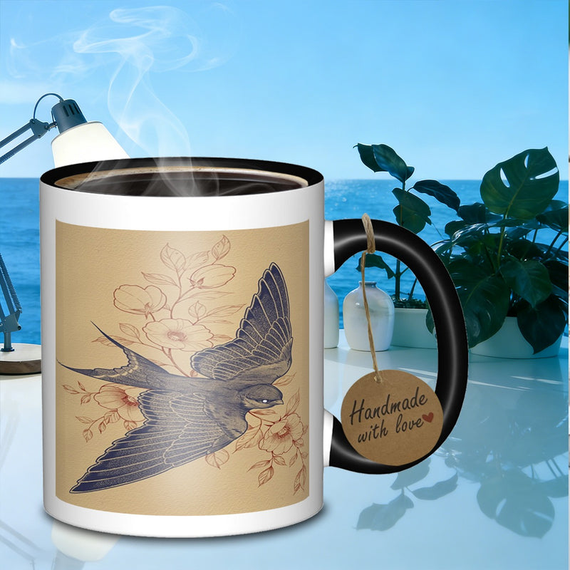 Tailorly Black Accent 11 oz Mug - flying bird