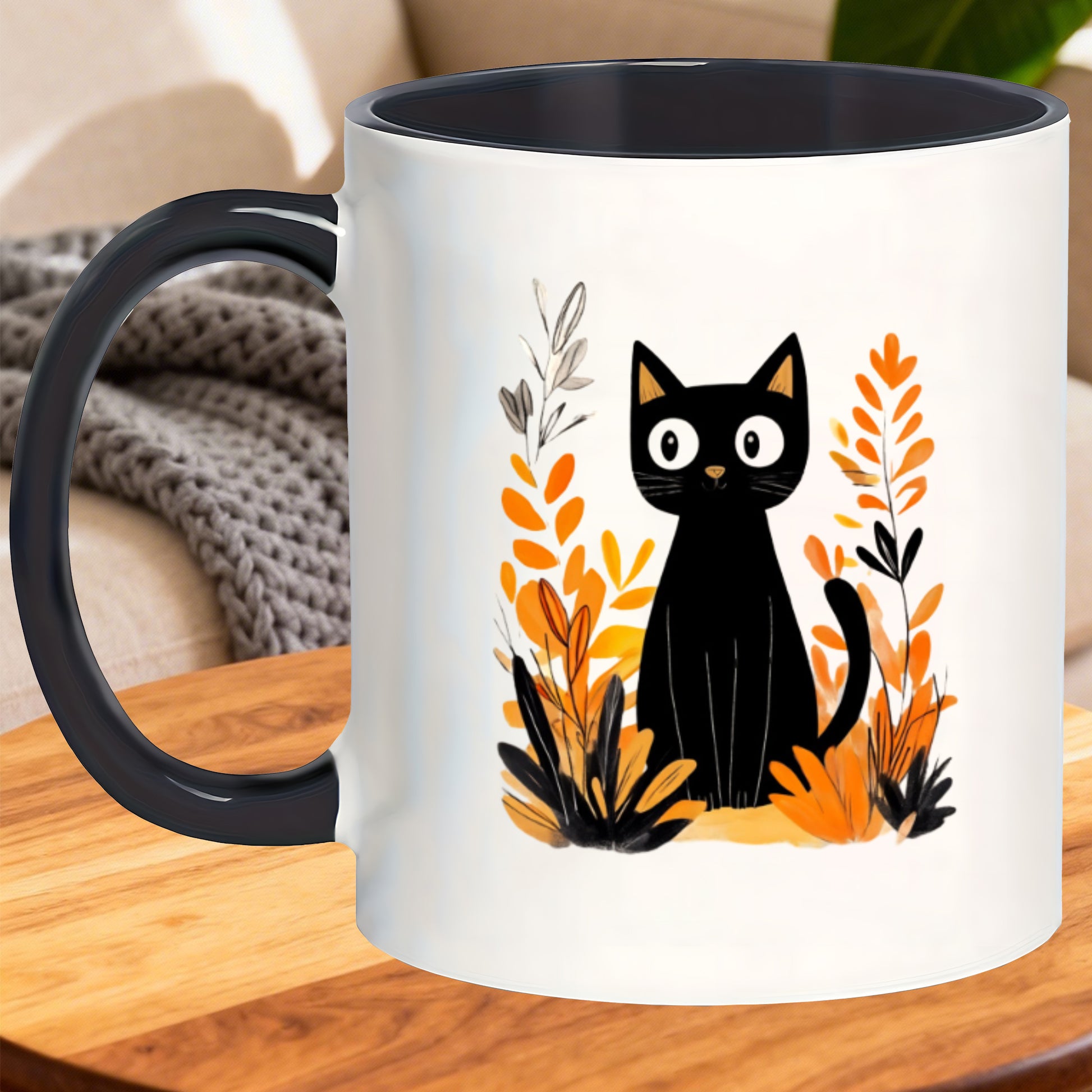 Tailorly Black Accent 11 oz Mug - black cat