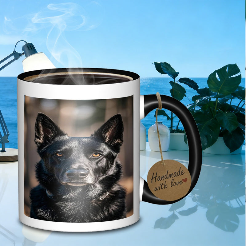 Tailorly Black Accent 11 oz Mug - black shepherd portrait