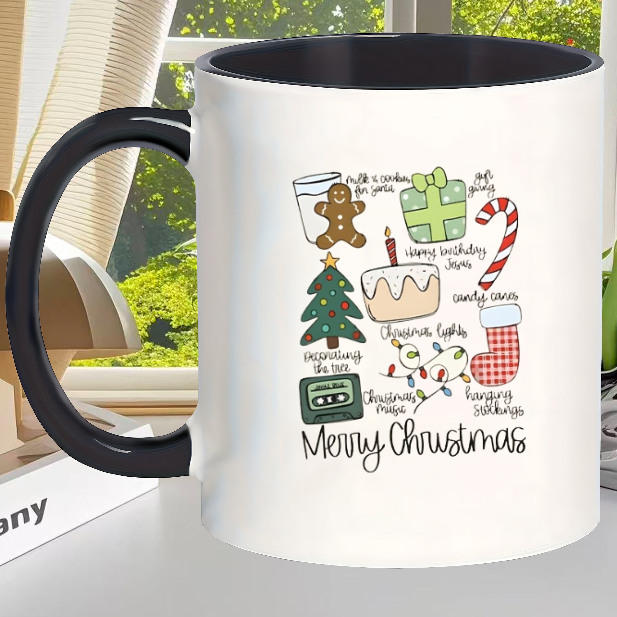 Tailorly Black Accent 11 oz Mug - vintage christmas themes