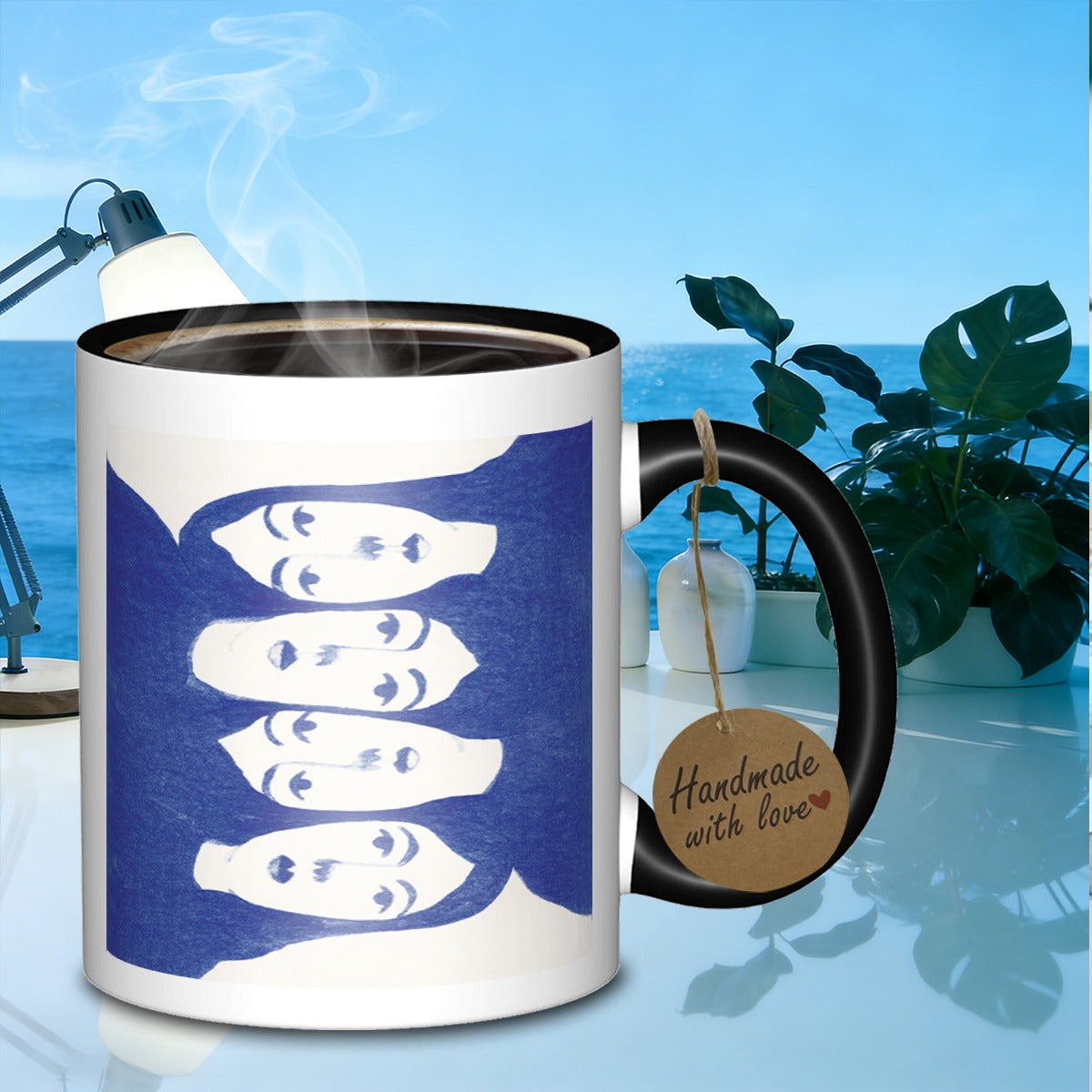 Tailorly Black Accent 11 oz Mug - blue haired faces