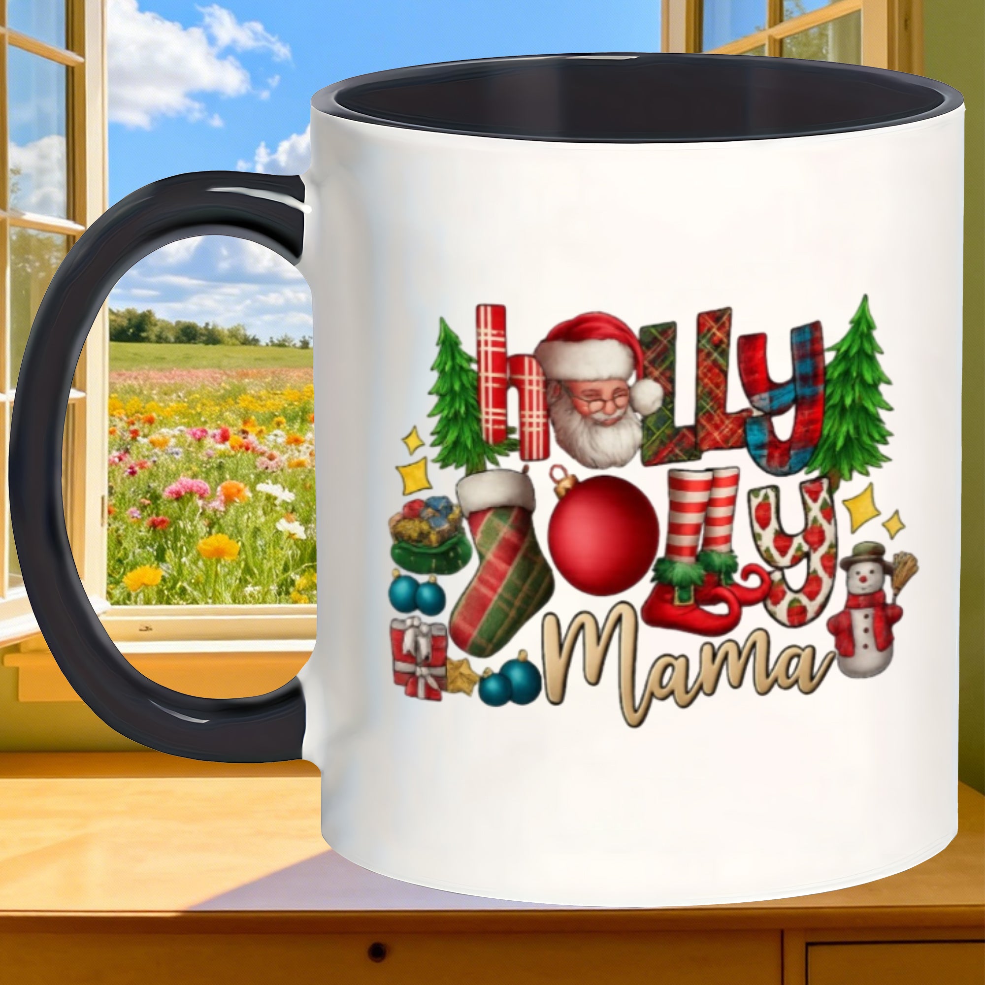 Tailorly Black Accent 11 oz Mug - mama christmas
