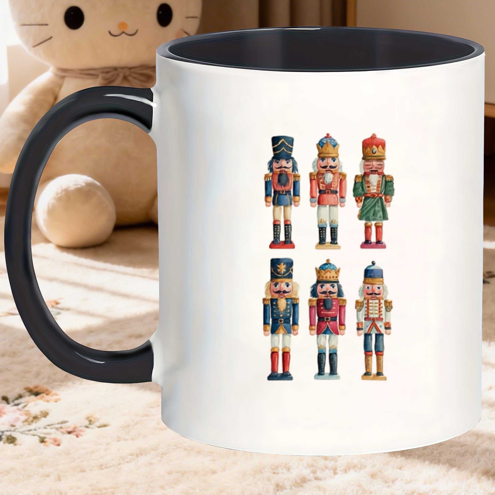 Tailorly Black Accent 11 oz Mug - nutcracker print