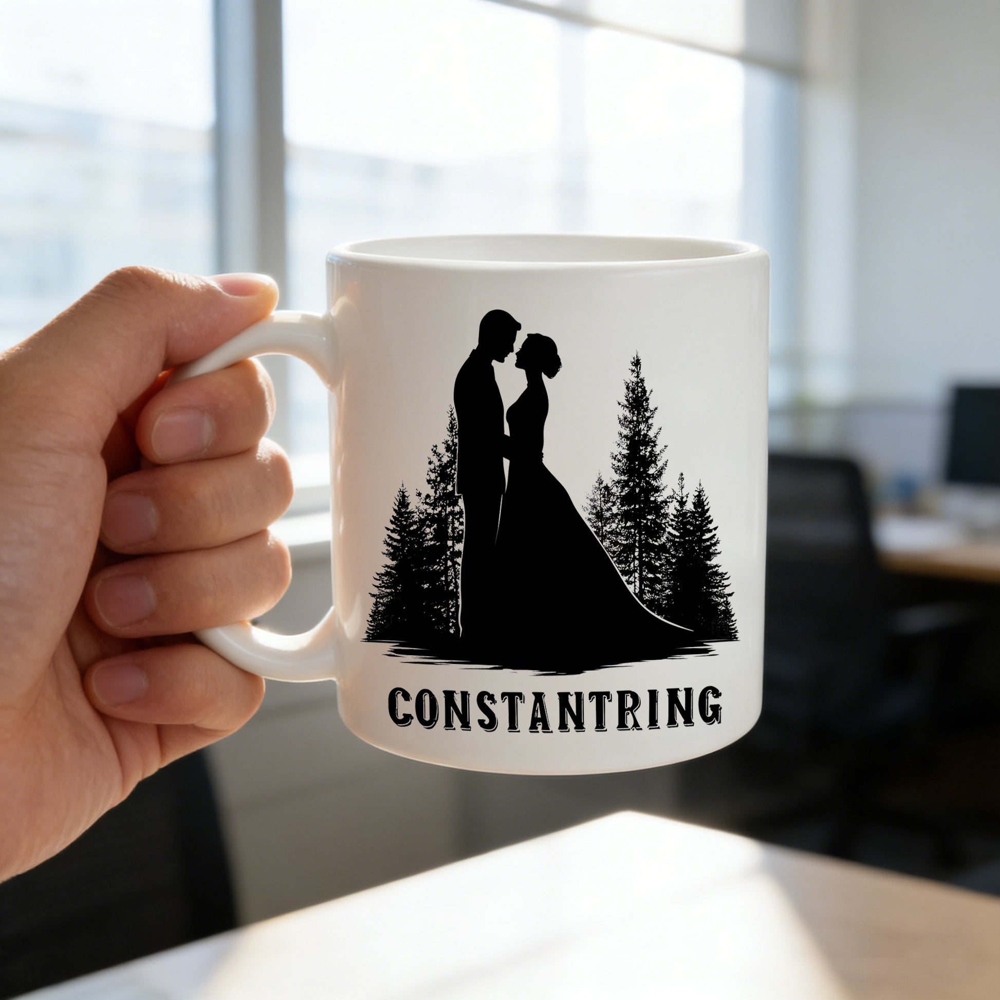 Tailorly White Ceramic 11 oz Mug - silhouette design