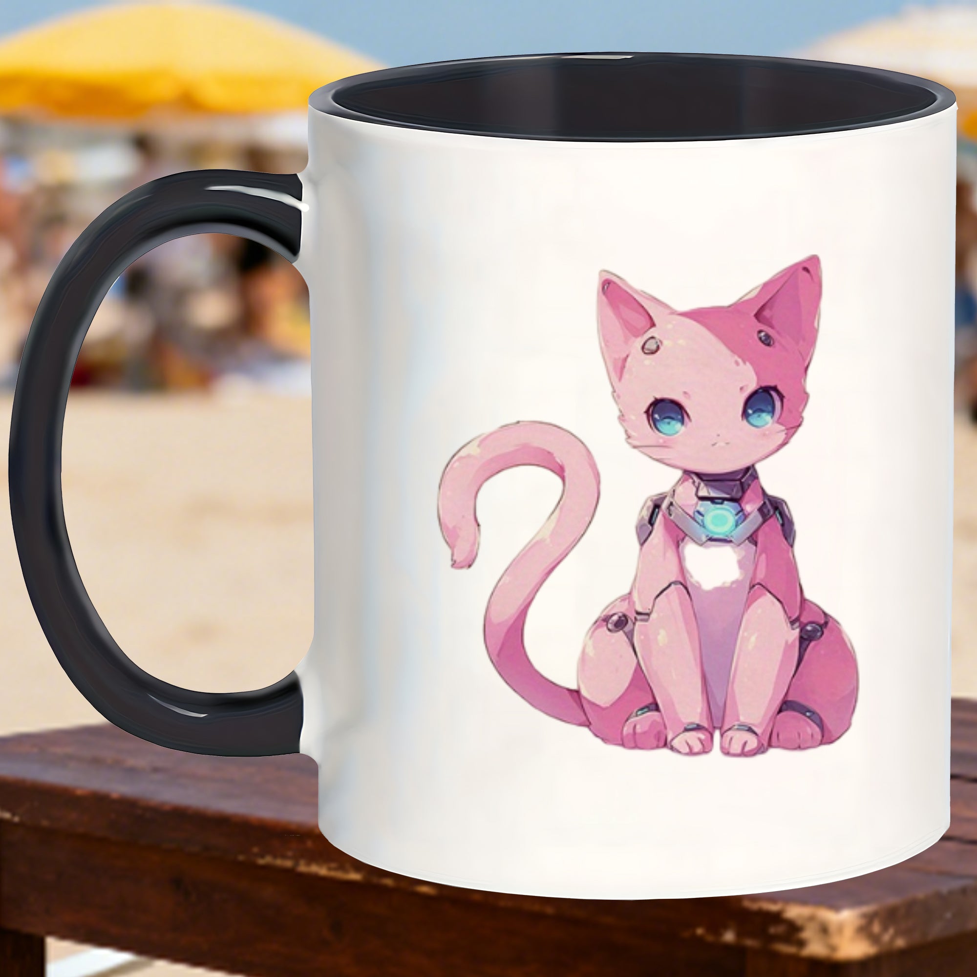 Tailorly Black Accent 11 oz Mug - durable colored fade resistant daily beverage vibrant pink mugs coffee mugs are perfect gifts for friends