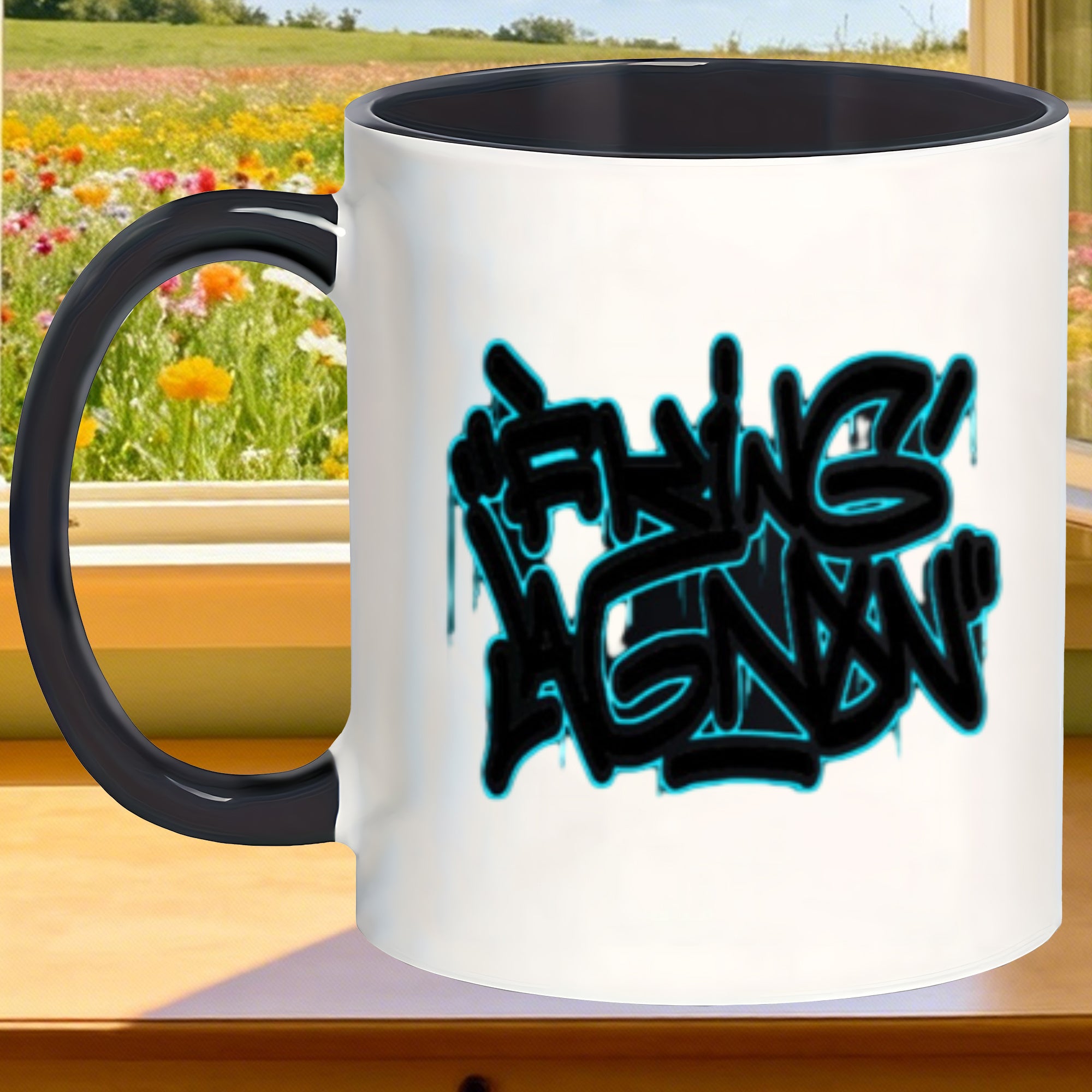 Tailorly Black Accent 11 oz Mug - stripes blue