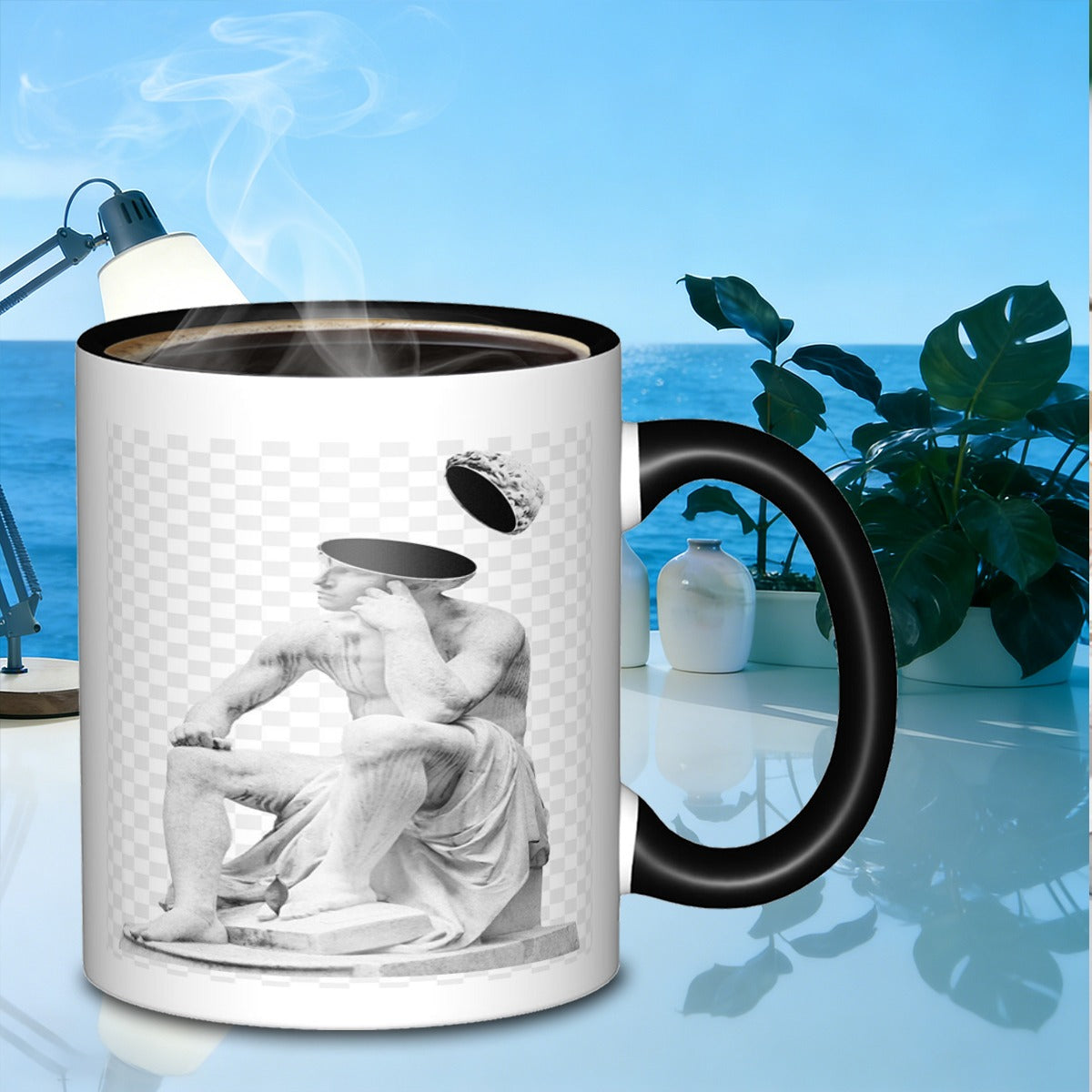 Tailorly Black Accent 11 oz Mug - statue with floating head