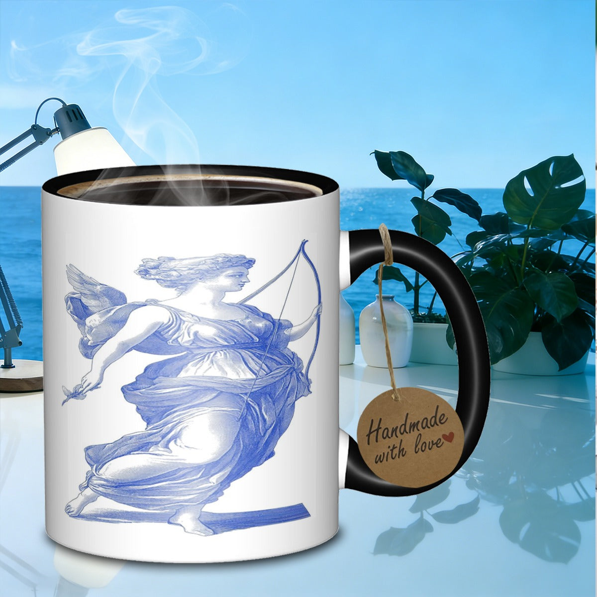 Tailorly Black Accent 11 oz Mug - winged archer woman