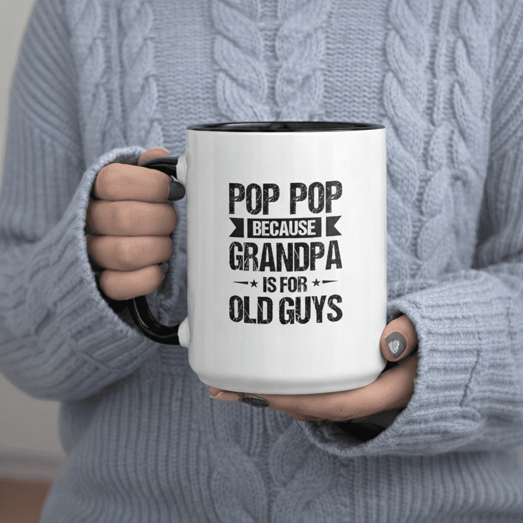 Tailorly Black Accent 11 oz Mug - Funny text: "Grandpa Is for Old Guys"
