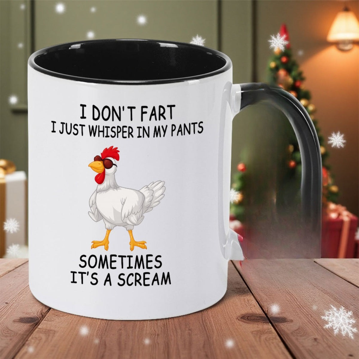 Tailorly Black Accent 11 oz Mug - funny i dont fart i in my pants text