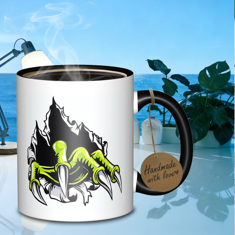 Tailorly Black Accent 11 oz Mug - claw tearing through hole