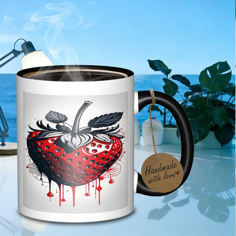 Tailorly Black Accent 11 oz Mug - strawberry fruit
