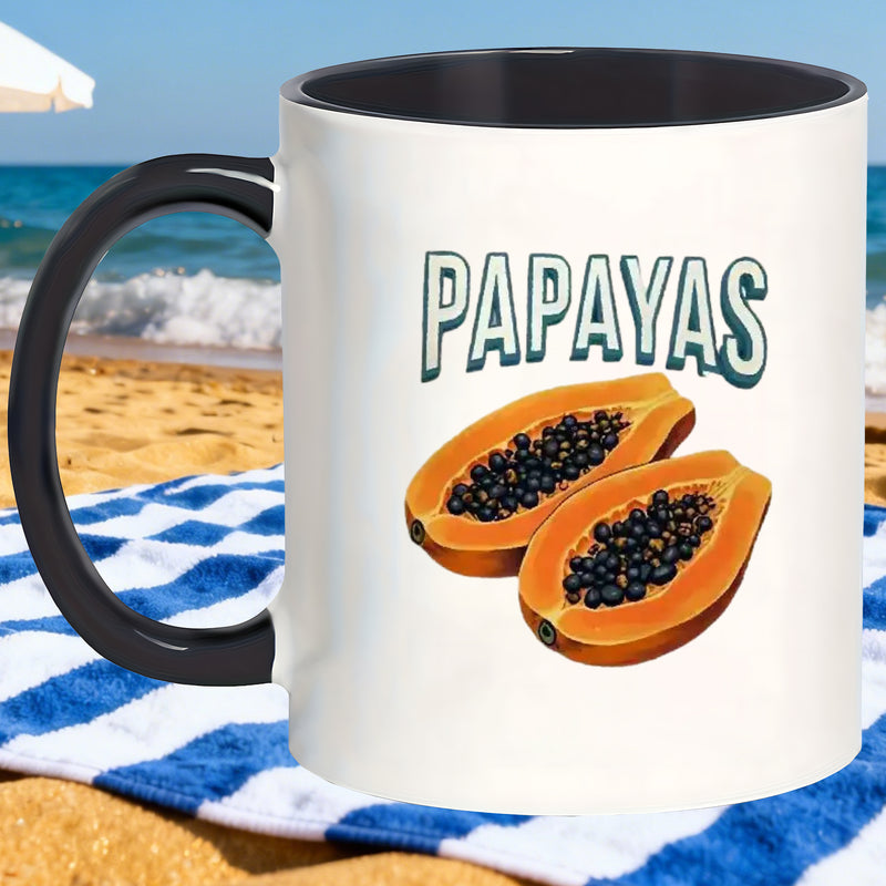 Tailorly Black Accent 11 oz Mug - vibrant orange papaya design