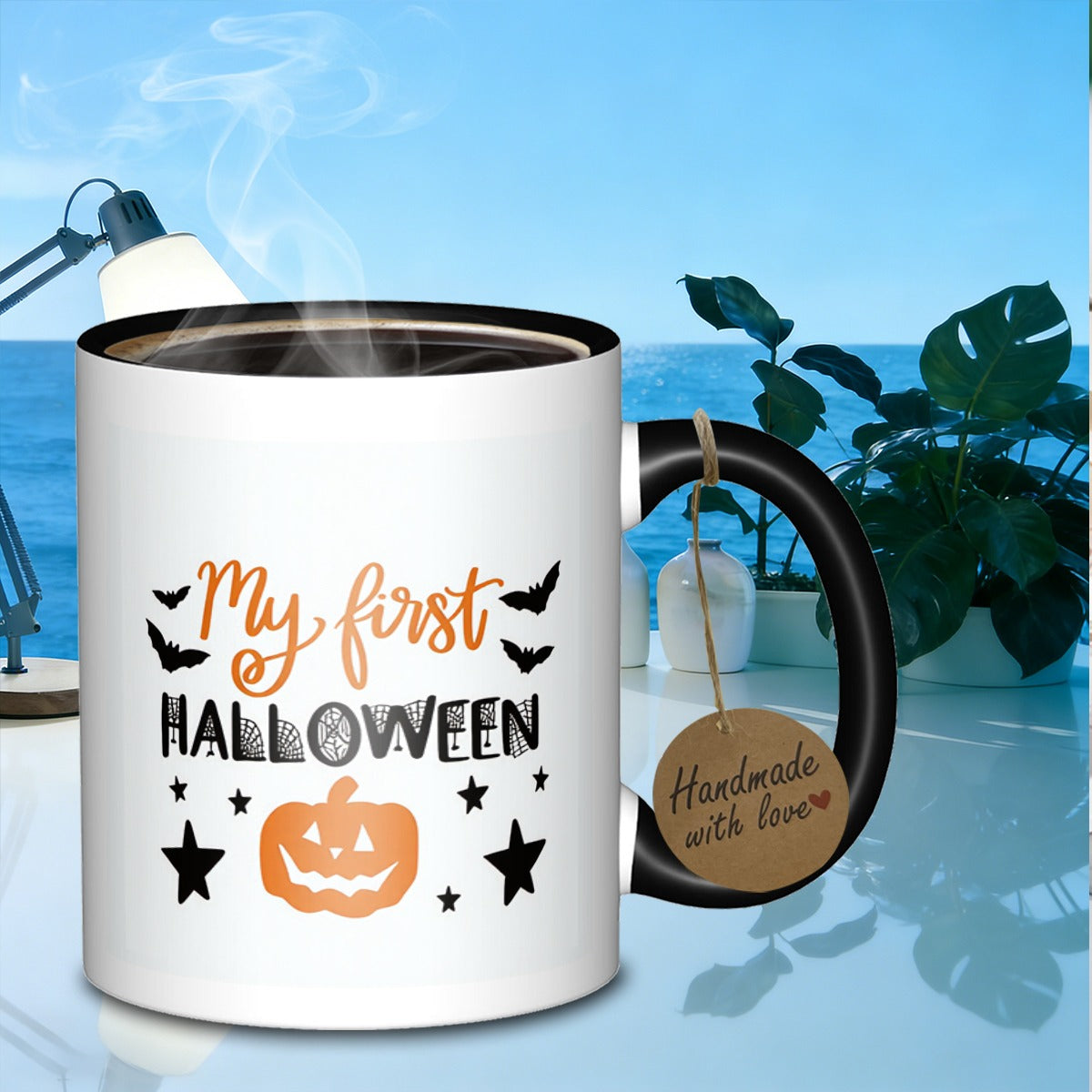 Tailorly Black Accent 11 oz Mug - initial halloween