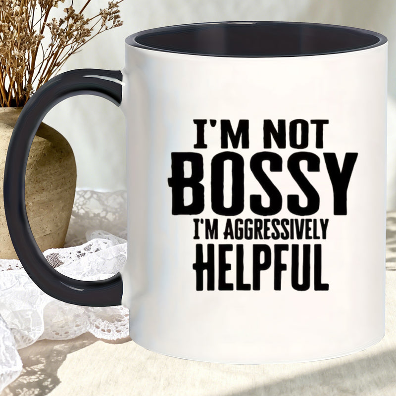 Tailorly Black Accent 11 oz Mug - funny novelty mug with lid double walled insulated coffee cup suitable for hot drinks christmas valentine thanksgiving