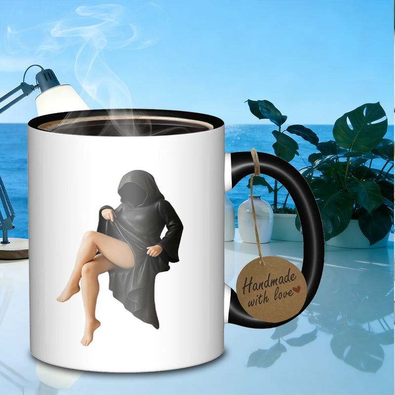 Tailorly Black Accent 11 oz Mug - hooded figure statue