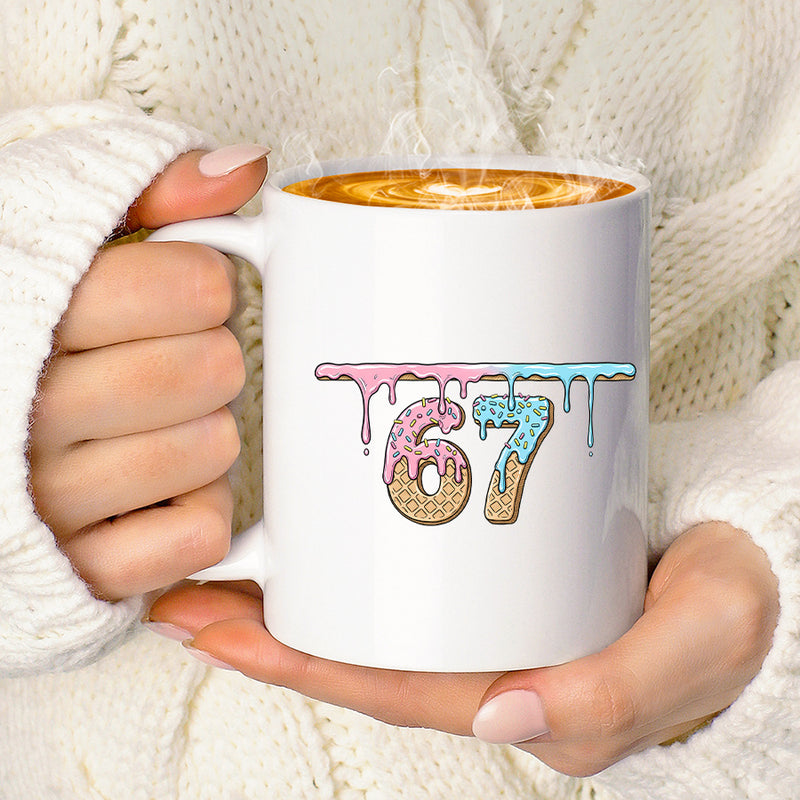 Tailorly White Ceramic 11 oz Mug - funny mr golfs golf character design cute donut number 67