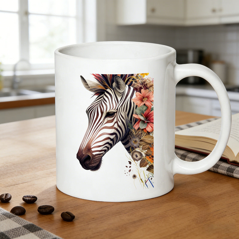 Tailorly White Ceramic 11 oz Mug - floral