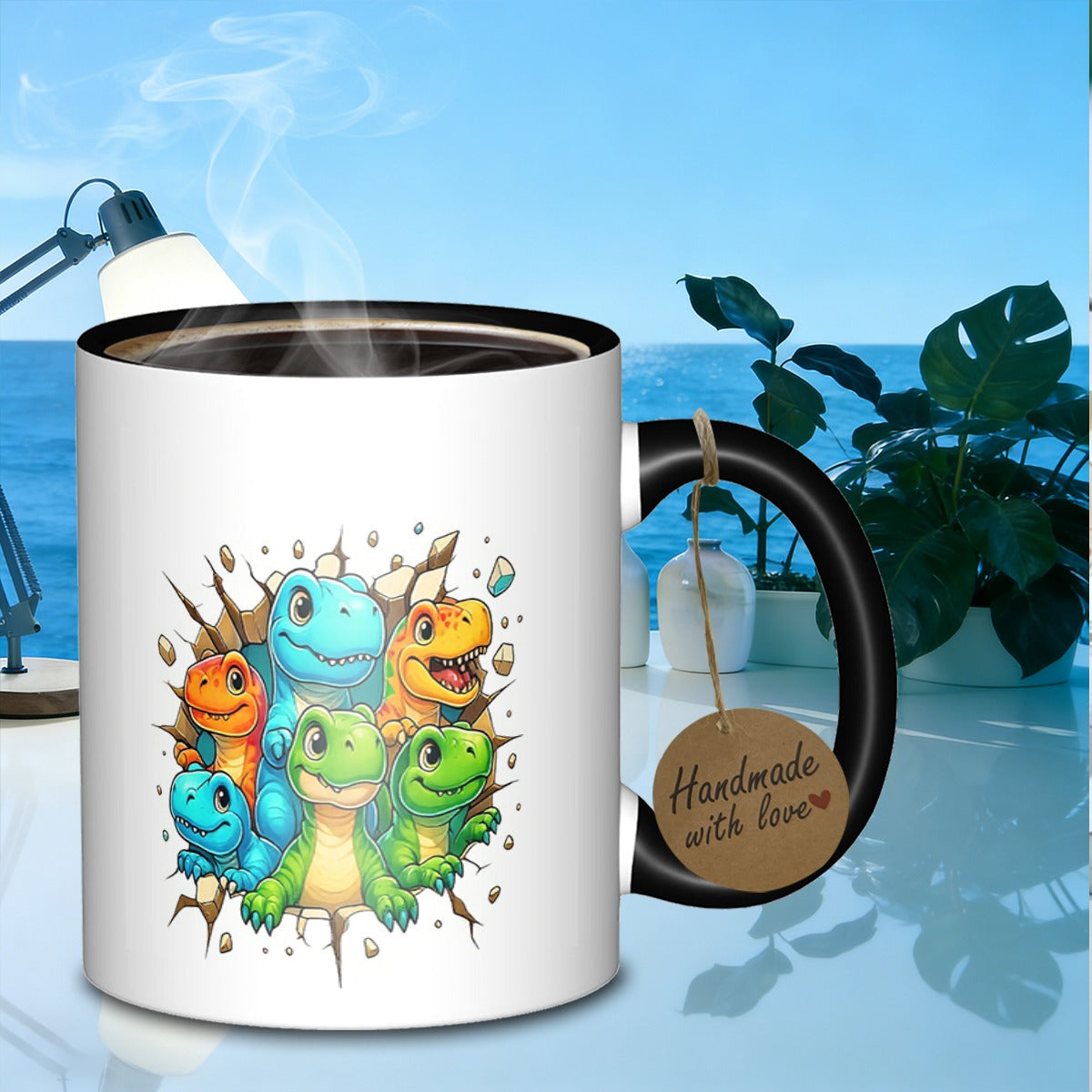 Tailorly Black Accent 11 oz Mug - cartoon dinosaursgranite smooth mug for designlovers_3b874a56c42b42d7ad8429fa4be0882e