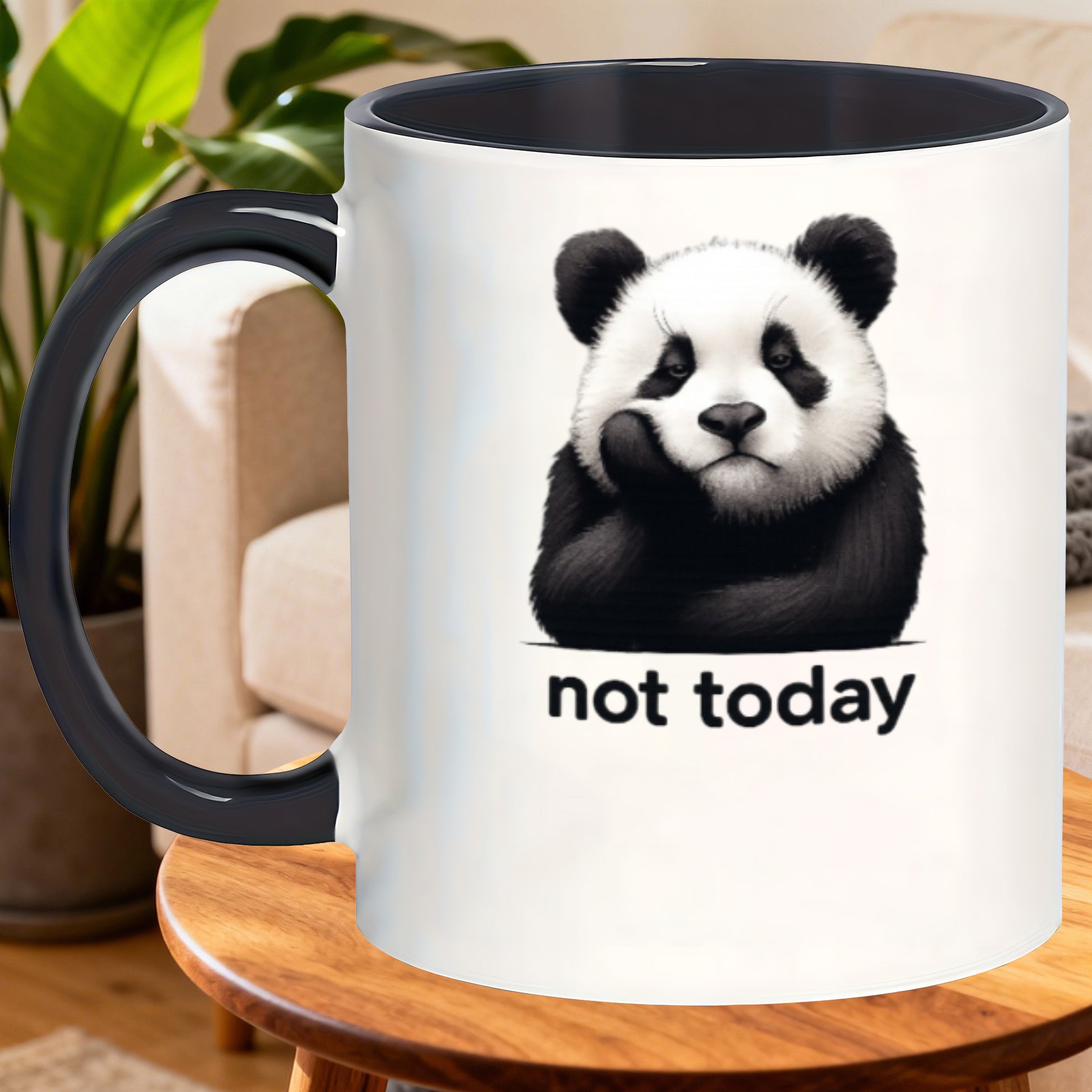 Tailorly Black Accent 11 oz Mug - cute panda bear