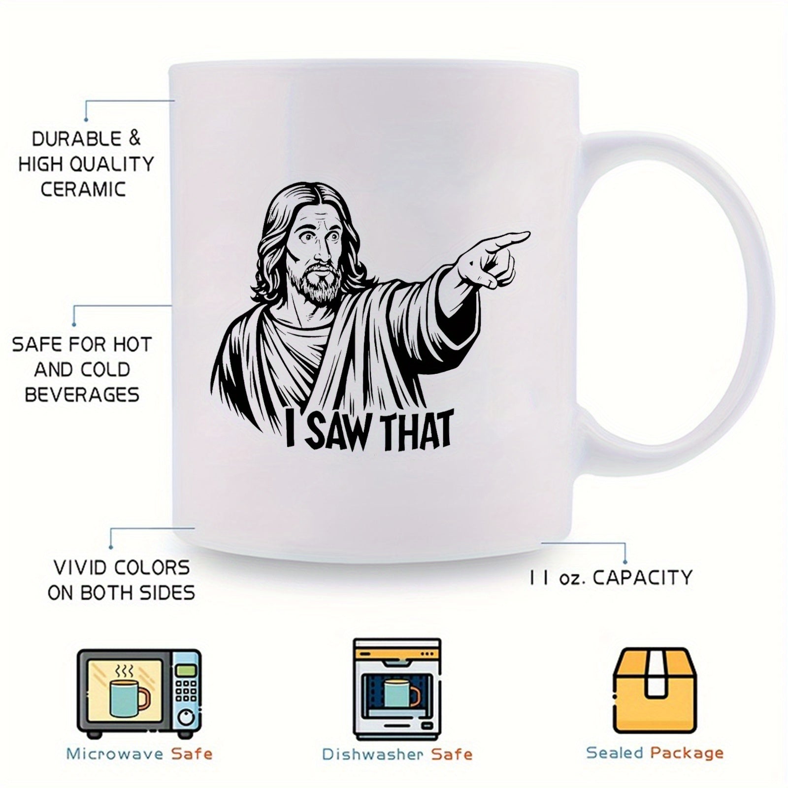 Tailorly White Ceramic 11 oz Mug - i saw design