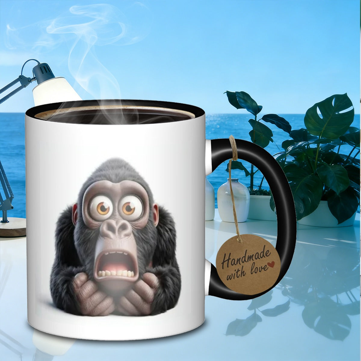 Tailorly Black Accent 11 oz Mug - cartoon ape