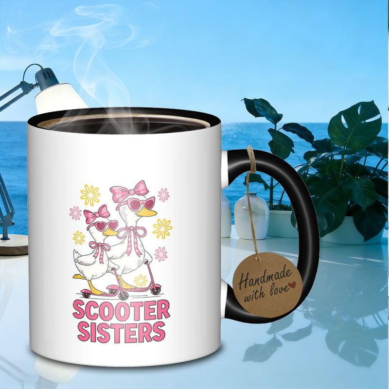 Tailorly Black Accent 11 oz Mug - ducks with bows