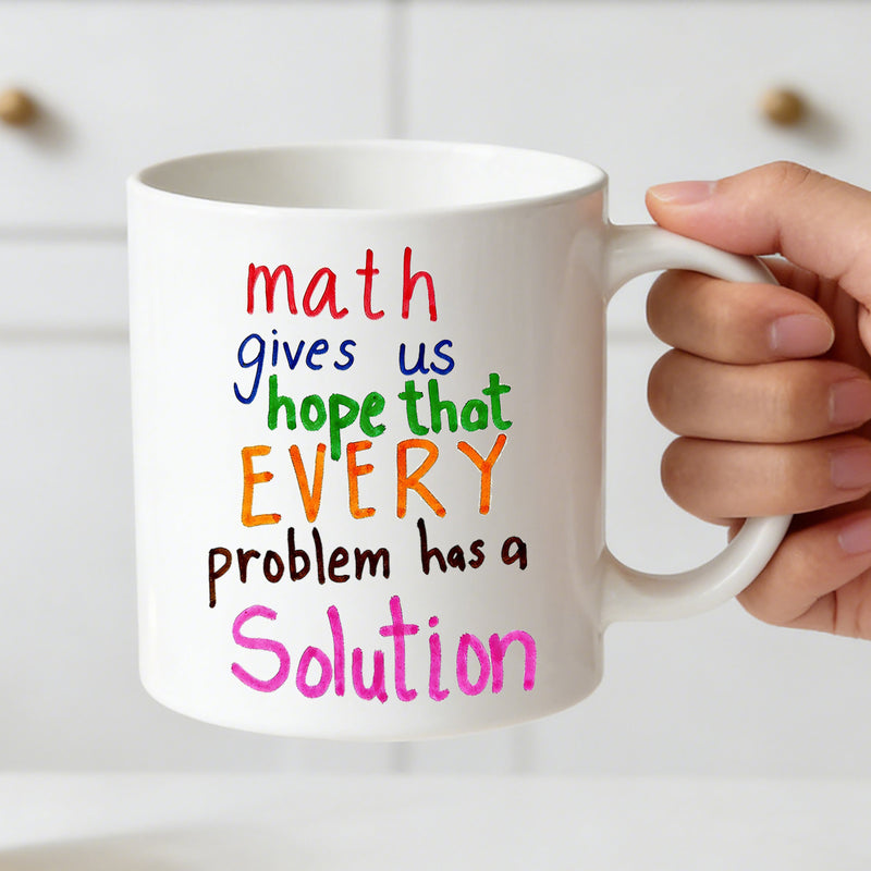Tailorly White Ceramic 11 oz Mug - math problem text colorful math design