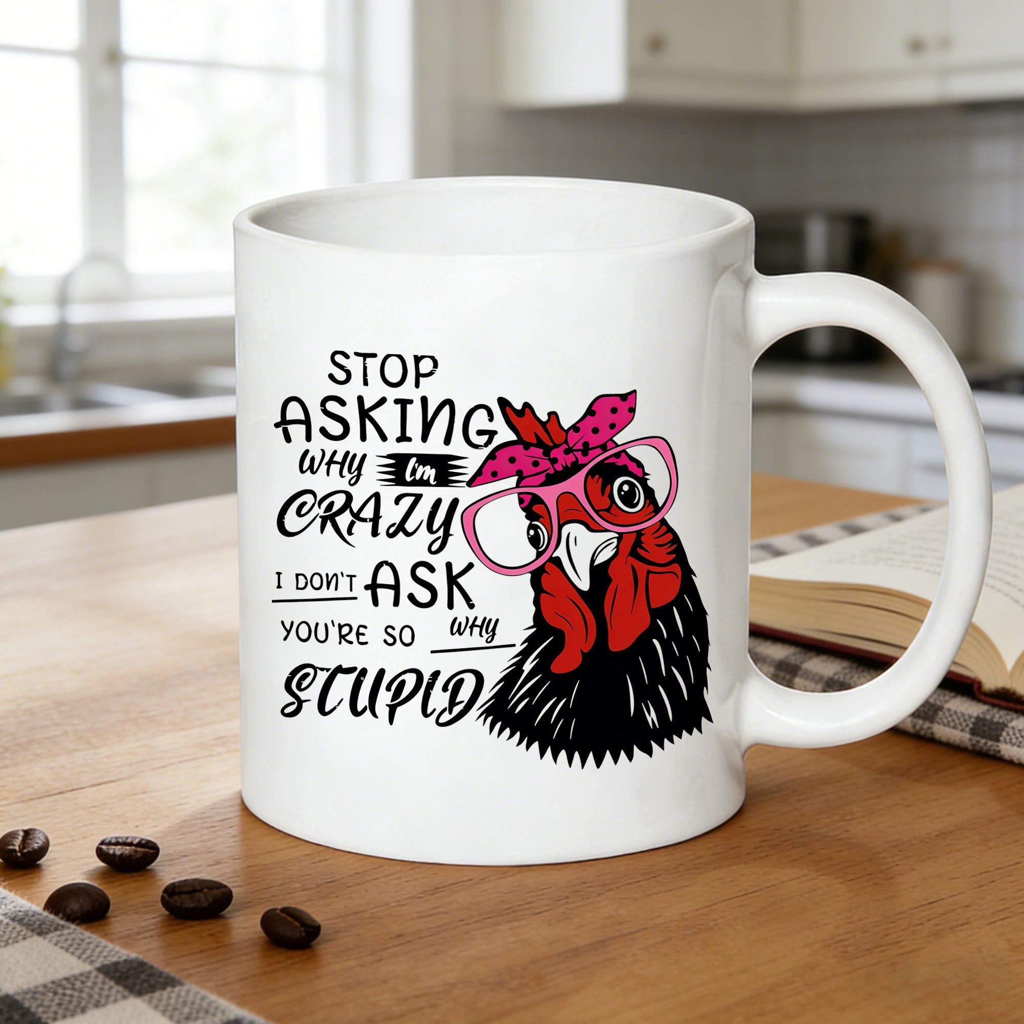 Tailorly White Ceramic 11 oz Mug - glasses design