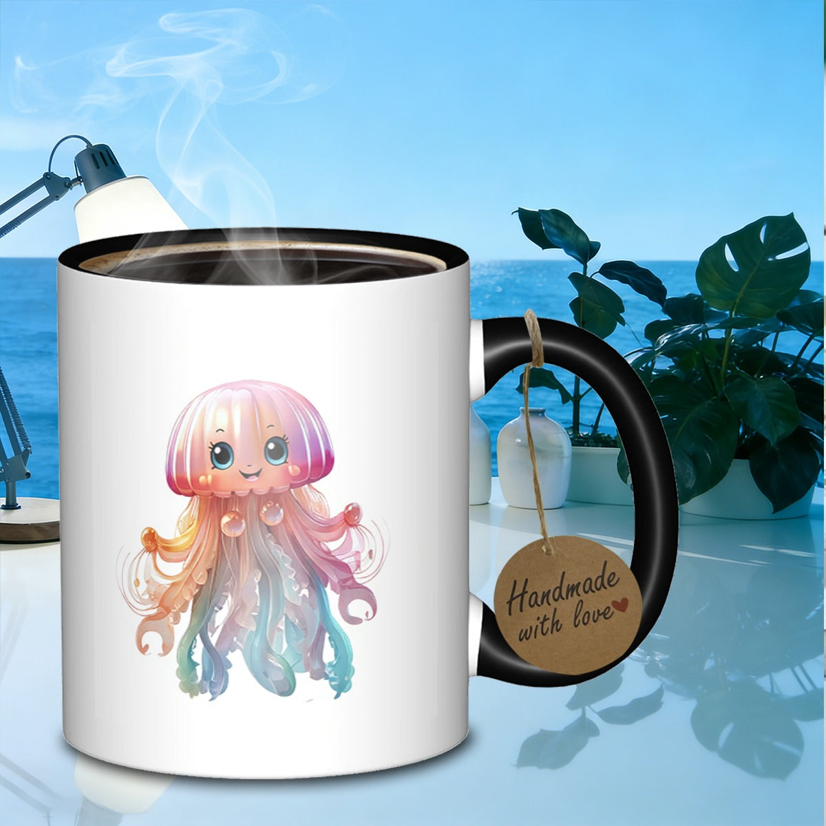 Tailorly Black Accent 11 oz Mug - cute jellyfish creature