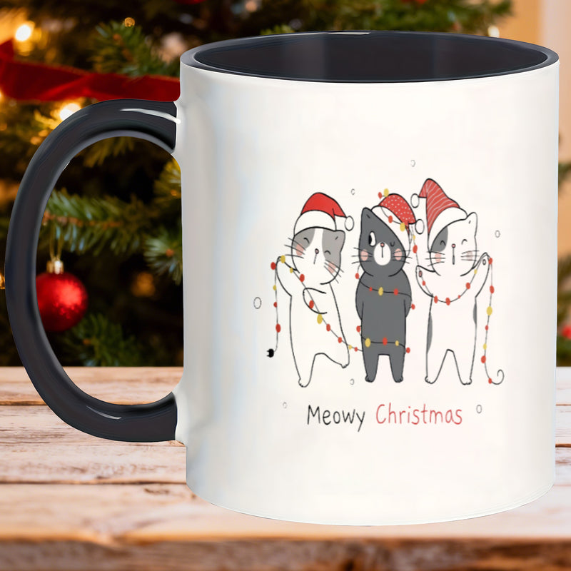 Tailorly Black Accent 11 oz Mug - whimsical charm mug adorable kitten design christmas text mugs women great as thank you gifts funny