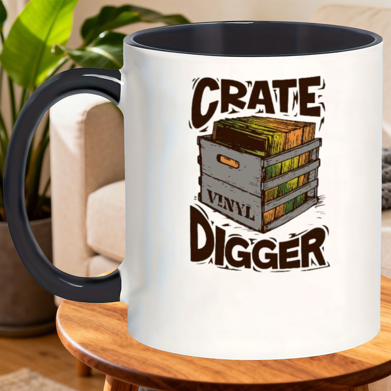 Tailorly Black Accent 11 oz Mug - minimalist matte dishwasher safe daily crate digger design