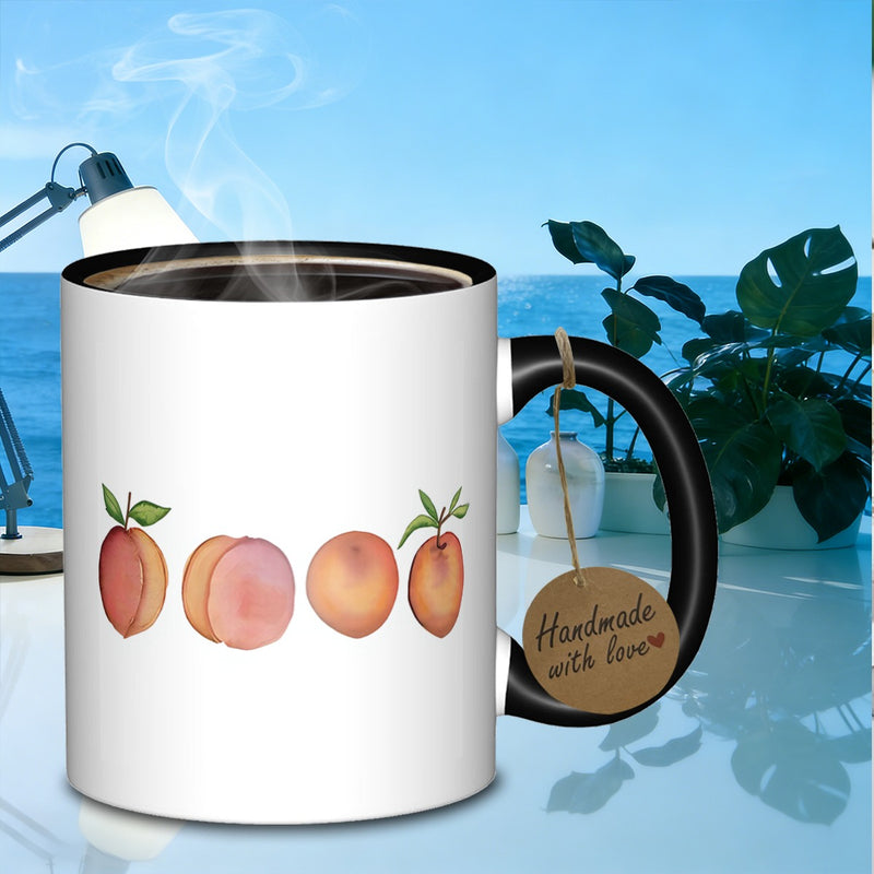 Tailorly Black Accent 11 oz Mug - watercolor peach still life