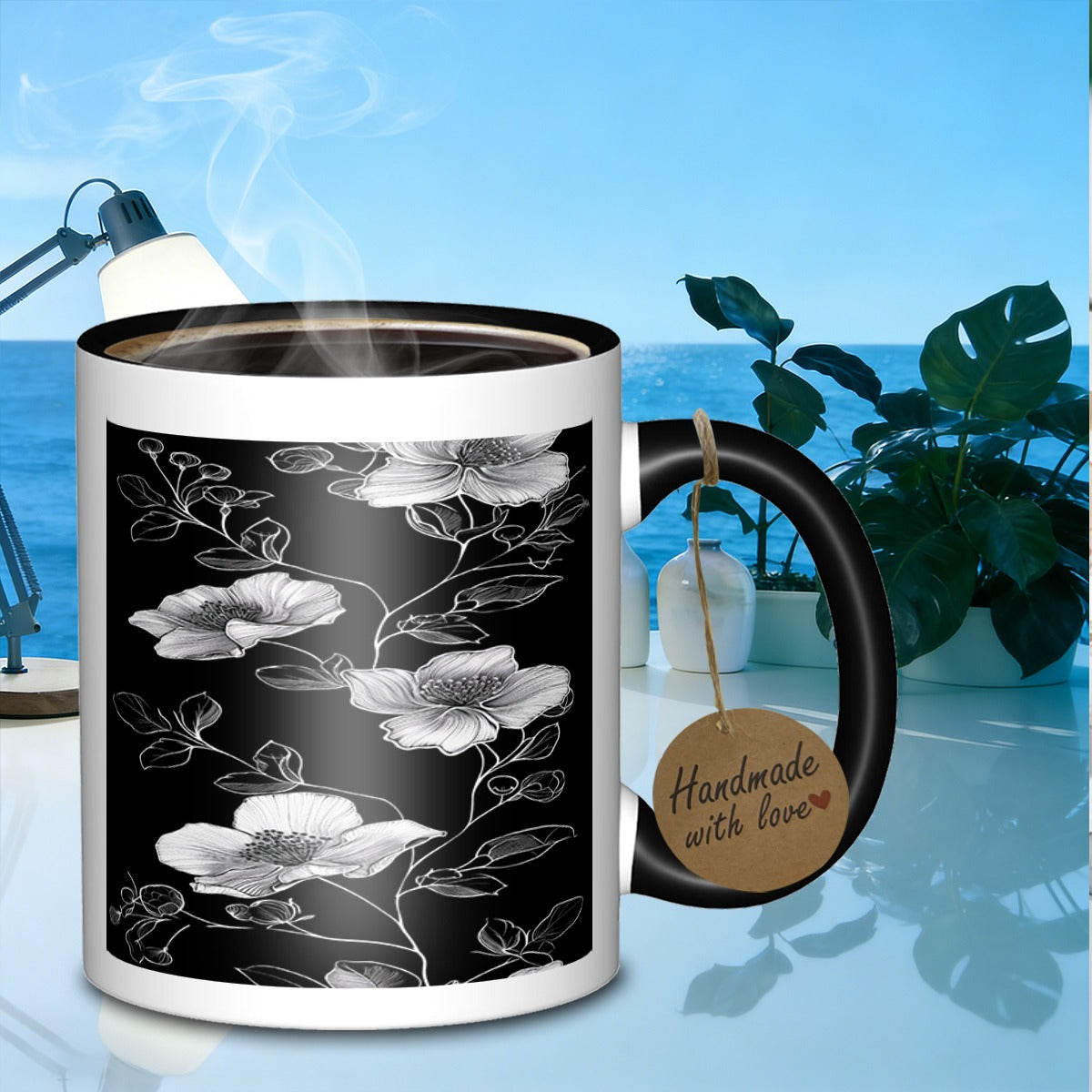 Tailorly Black Accent 11 oz Mug - floral line