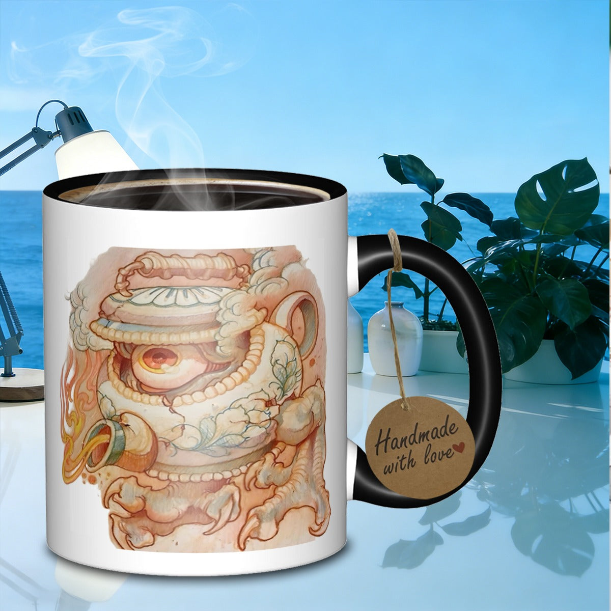 Tailorly Black Accent 11 oz Mug - monster creature design