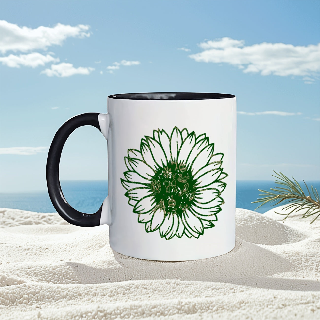 Tailorly Black Accent 11 oz Mug - sunflower