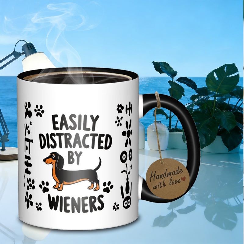Tailorly Black Accent 11 oz Mug - weiners dachshund dogcoffeelovers mug with marble nonslip design_c741e5d925494709a9f0918b411b4276
