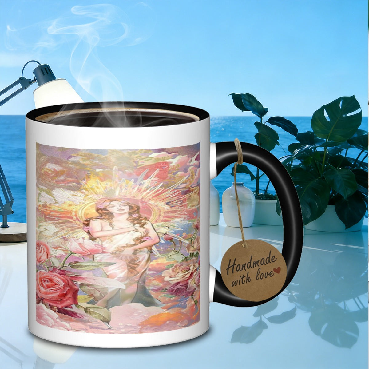 Tailorly Black Accent 11 oz Mug - coffee mug 3031 featuring and roses