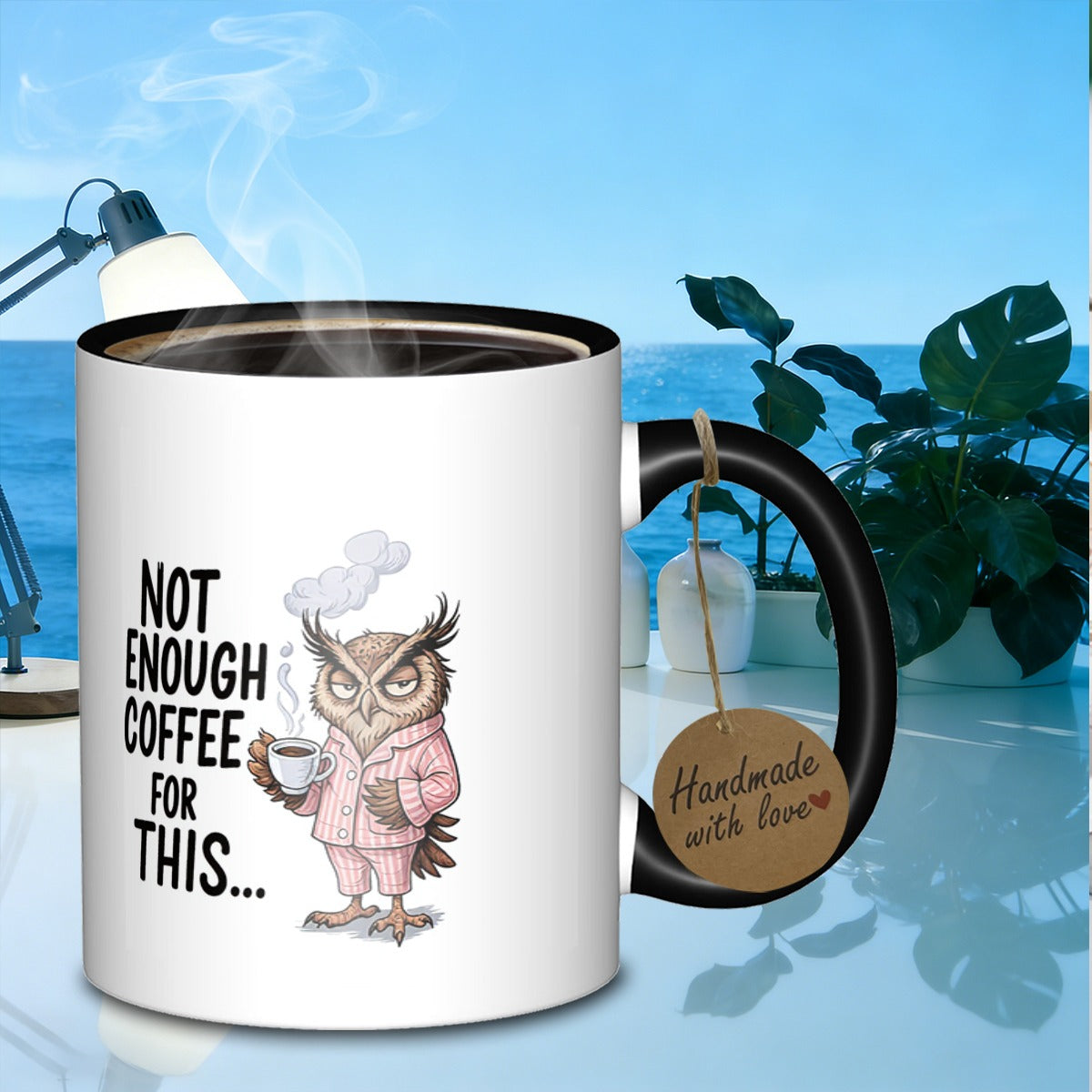Tailorly Black Accent 11 oz Mug - owl