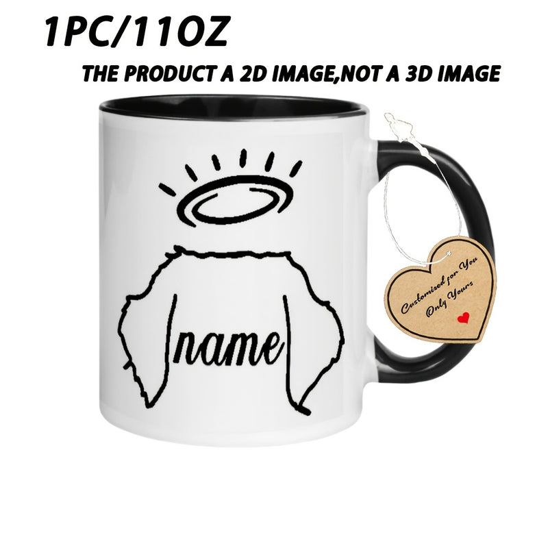 Tailorly Black Accent 11 oz Mug - 1pc name Coffee Mug 11oz Ceramic Coffee Cups for Restaurant and Business Water Cups Drinkware Birthday Gifts