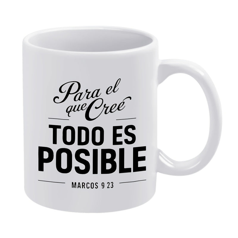 Tailorly White Ceramic 11 oz Mug - spanish inspirational text "para el que believe"