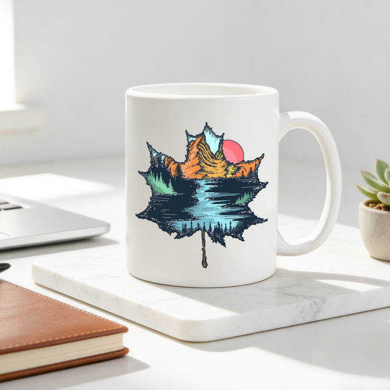 Tailorly White Ceramic 11 oz Mug - scenic print of a sunset